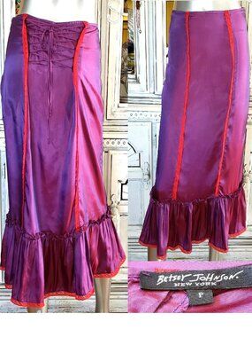 $SOLD$ Betsey Johnson Corset Dress Skirt Vintage New York Lace Up Purple S